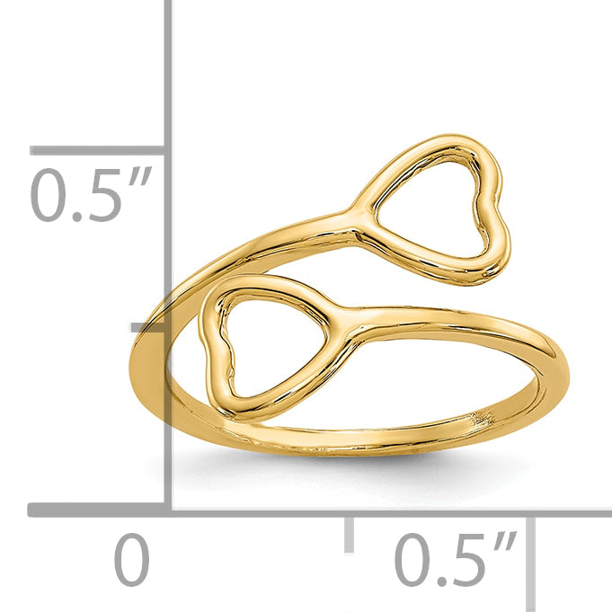 10K Double Heart Toe Ring