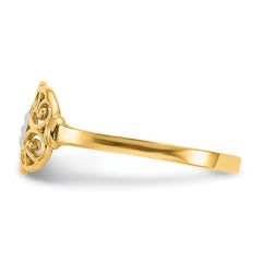 10K WithRhodium Filigree Ring