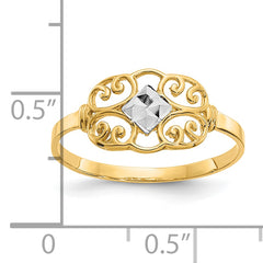 10K WithRhodium Filigree Ring