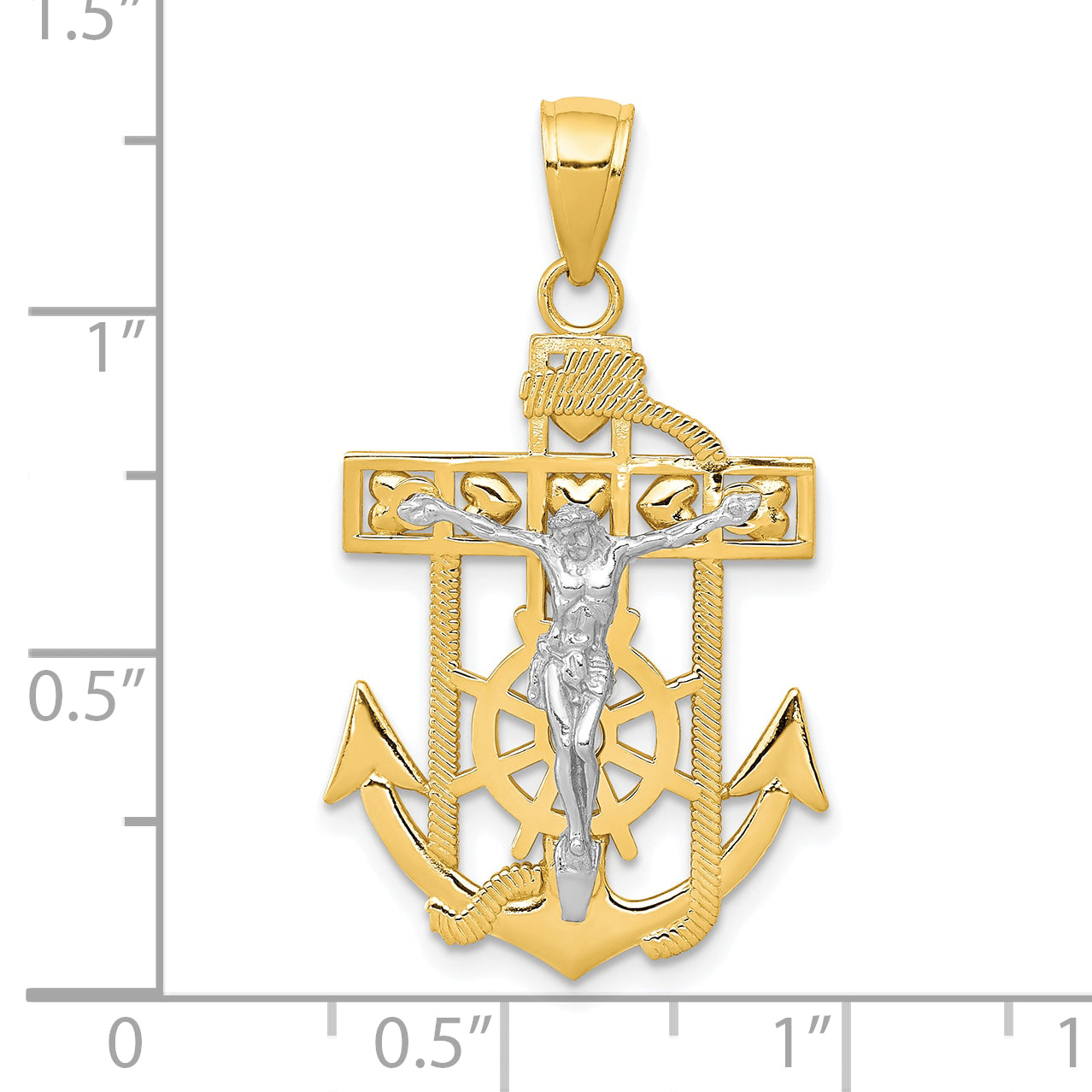 10k Two-tone Mariner's Crucifix Pendant