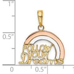 10k Y&Rose Gold W/Rhodium Follow Your Dreams Rainbow Pendant