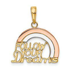 10k Y&Rose Gold W/Rhodium Follow Your Dreams Rainbow Pendant