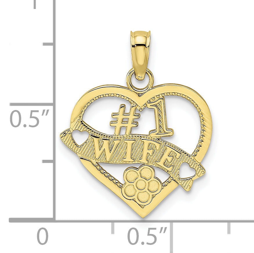 10K #1 WIFE Heart Pendant