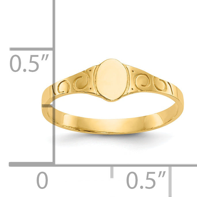 10k Polished Oval Child's Signet Ring - 3