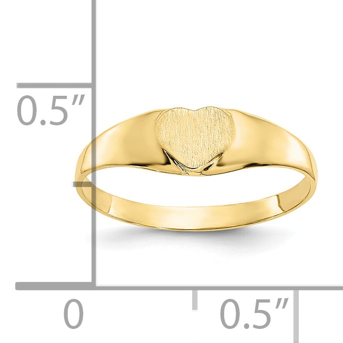 10k Satin Child's Heart Signet Ring - 3
