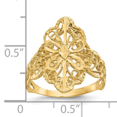 10K Diamond Cut Filigree Ring