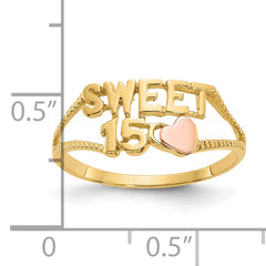 10K Two-tone Sweet 15 Heart Ring