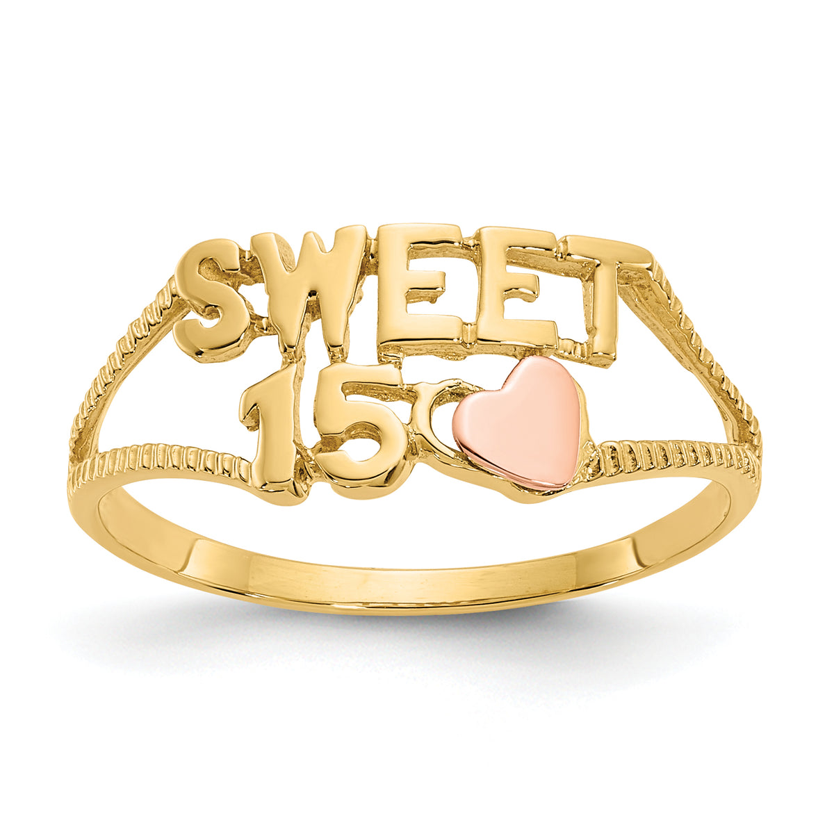 10K Two-tone Sweet 15 Heart Ring