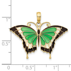 10K Green Enameled Butterly Pendant