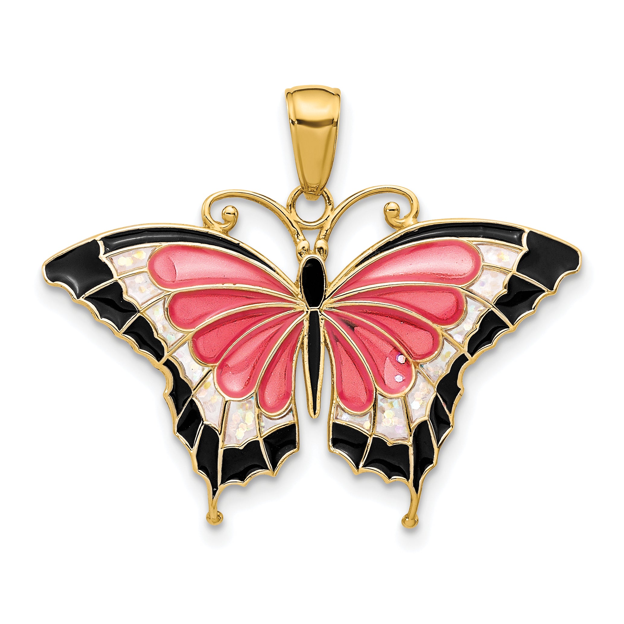 10K Enameled Butterfly Pendant