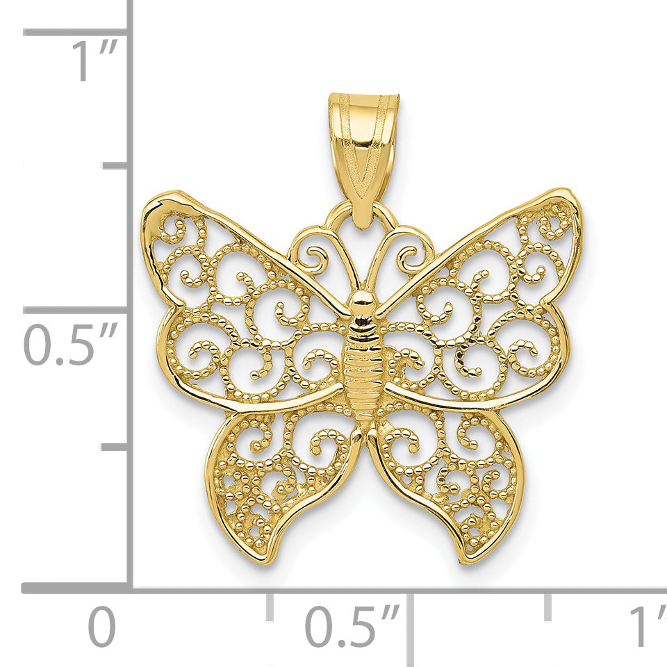 10k Filigree Butterfly Pendant