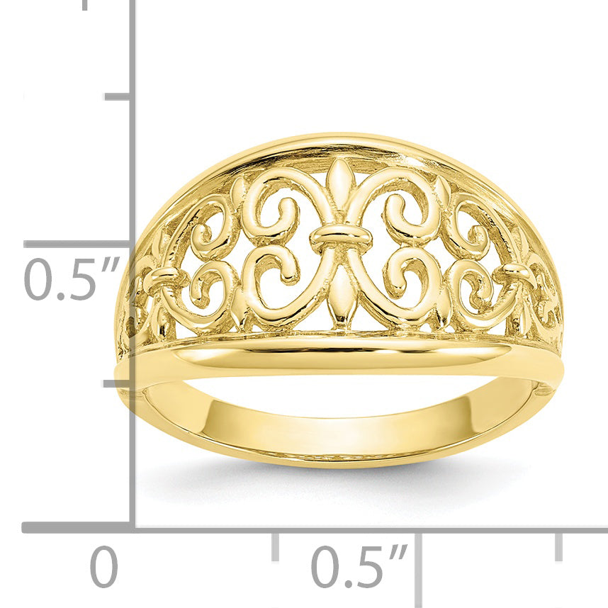 10K Fleur-De-Lis Tapered Ring
