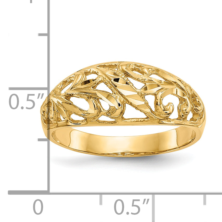 10K Paisley Diamond-cut Design Dome Ring