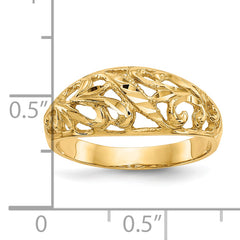 10K Paisley Diamond-cut Design Dome Ring