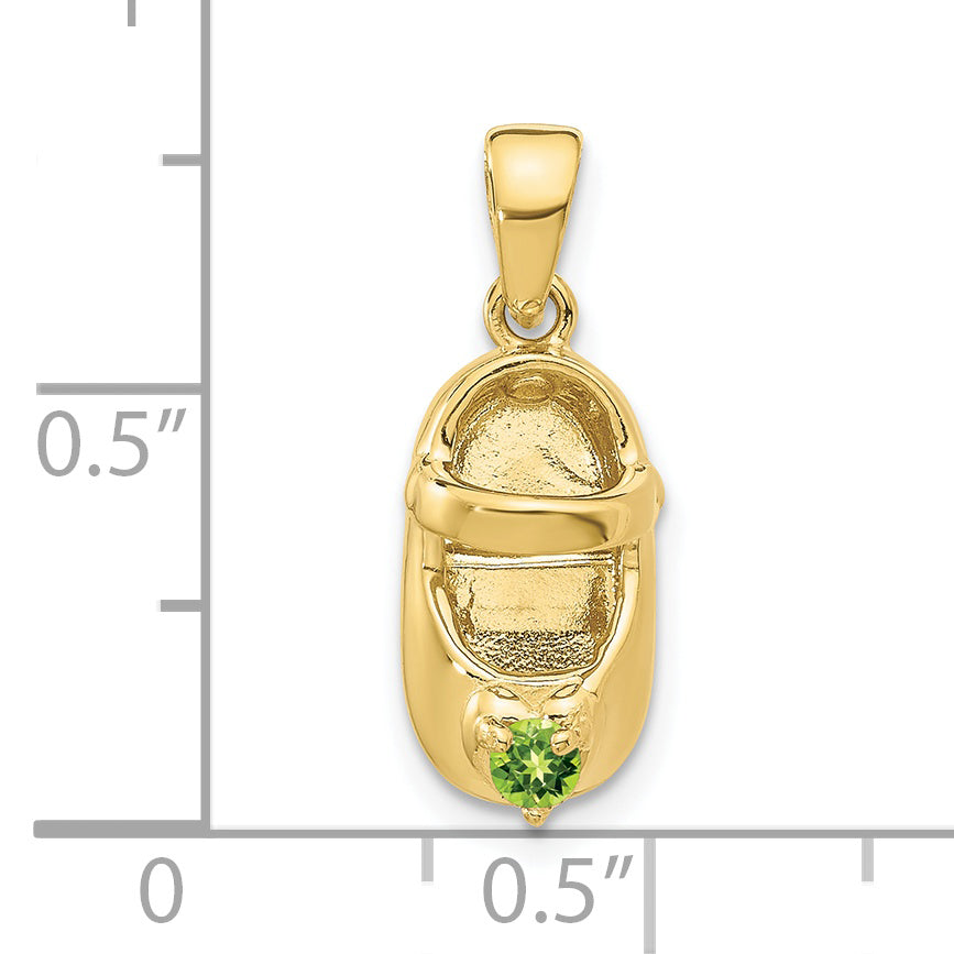 10K 3-D August/Synthetic Stone Engraveable Baby Shoe Charm