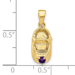 10k 3-D February/Synthetic Stone Engraveable Baby Shoe Charm