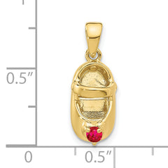 10K 3-D July/Synthetic Stone Engraveable Baby Shoe Charm