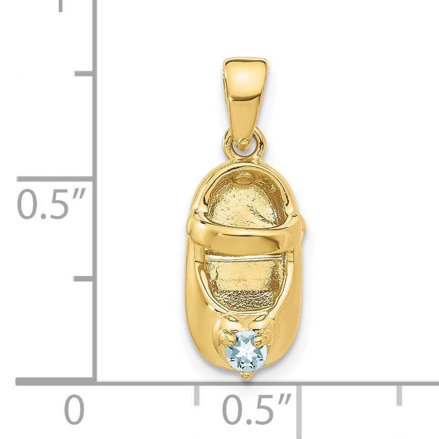 10K 3-D March/Synthetic Stone Engraveable Baby Shoe Charm