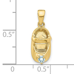 10K 3-D March/Synthetic Stone Engraveable Baby Shoe Charm