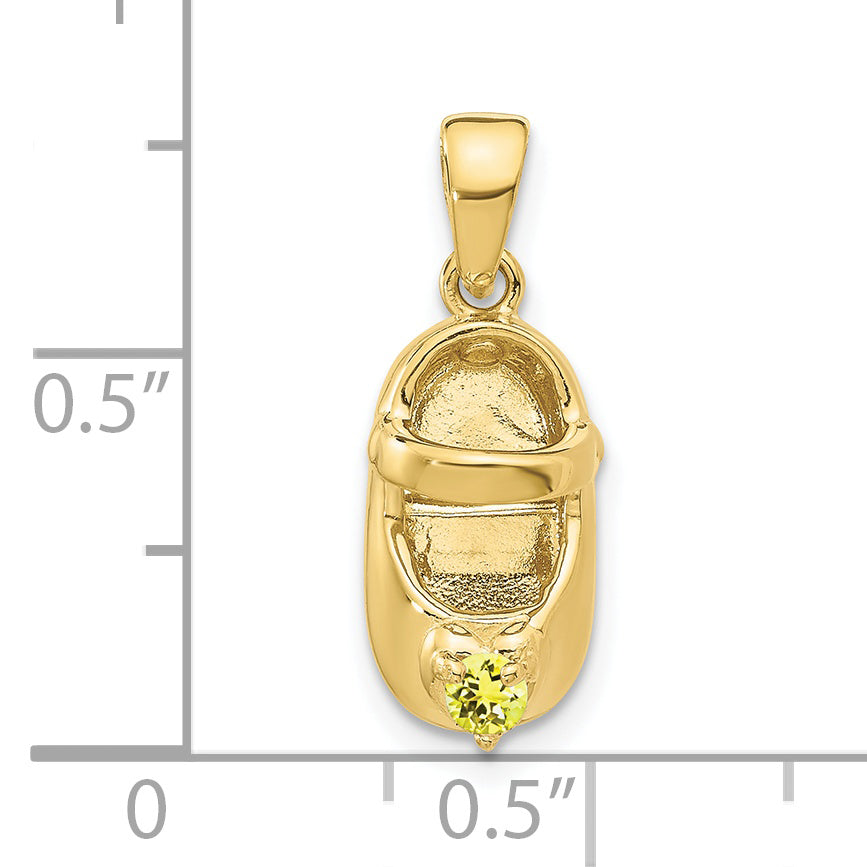 10k 3-D November/Synthetic Stone Engraveable Baby Shoe Charm