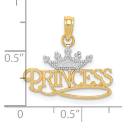 10k w/Rhodium PRINCESS w/White Crown Charm