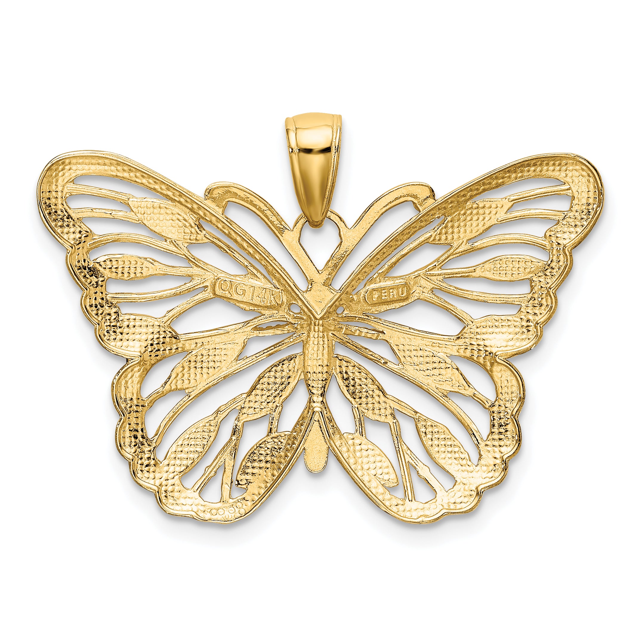 10K W/Rhodium Butterfly Pendant