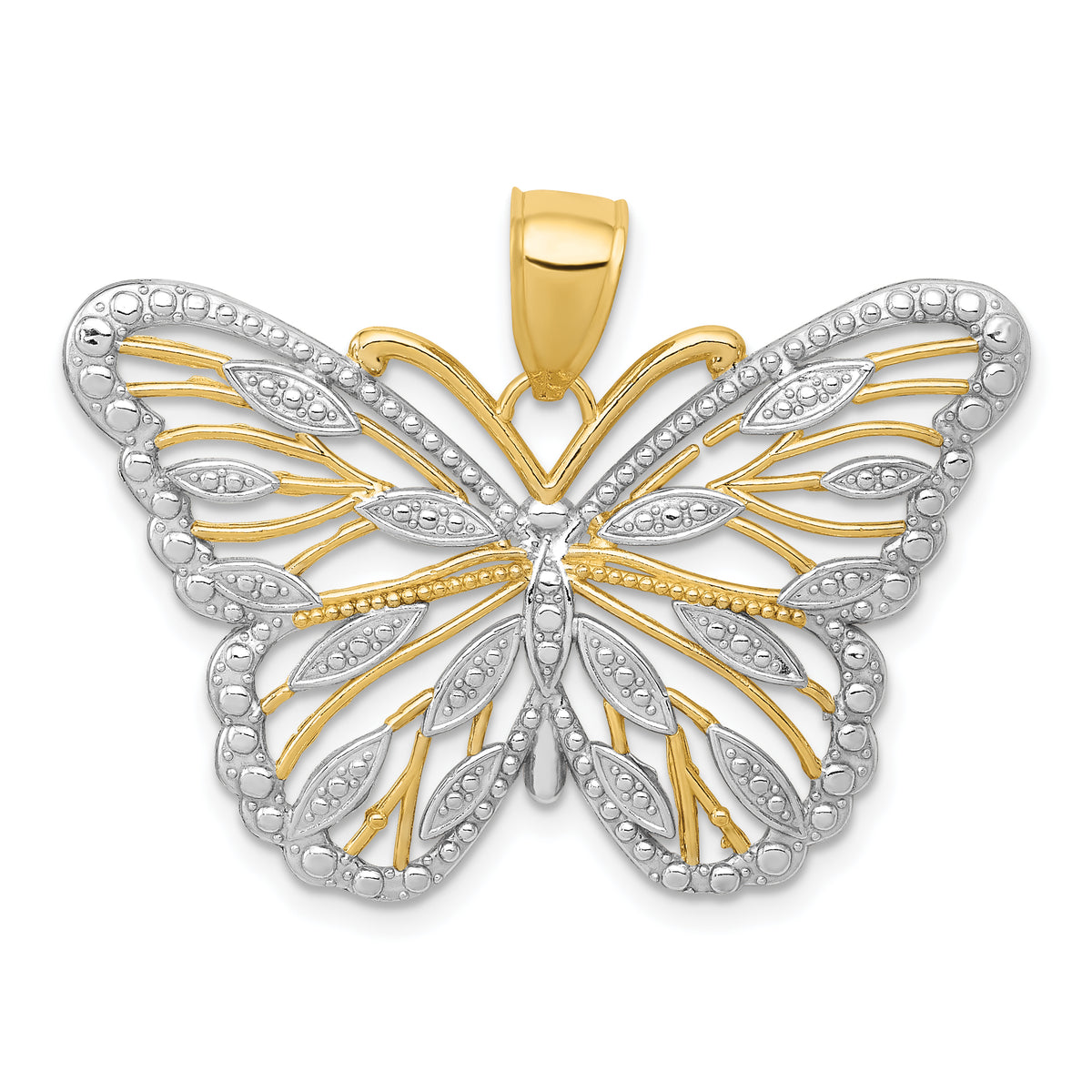 10K W/Rhodium Butterfly Pendant