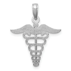 10k White Gold Caduceus Pendant