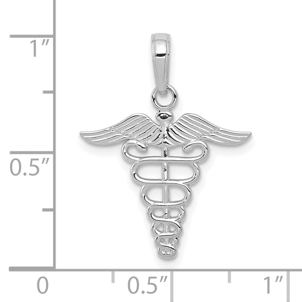 10k White Gold Caduceus Pendant