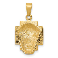 10K Gold Polished 2-D Small Jesus Head with Crown Pendant