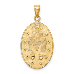 10K Gold Satin and Polished Finish Miraculous Medal Pendant