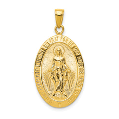 10K Gold Satin and Polished Finish Miraculous Medal Pendant