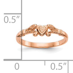 10K Rose Gold Textured Mini Heart Baby Ring - 1