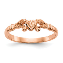 10K Rose Gold Textured Mini Heart Baby Ring