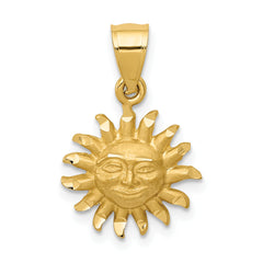 10k Satin Diamond-cut Sun Pendant