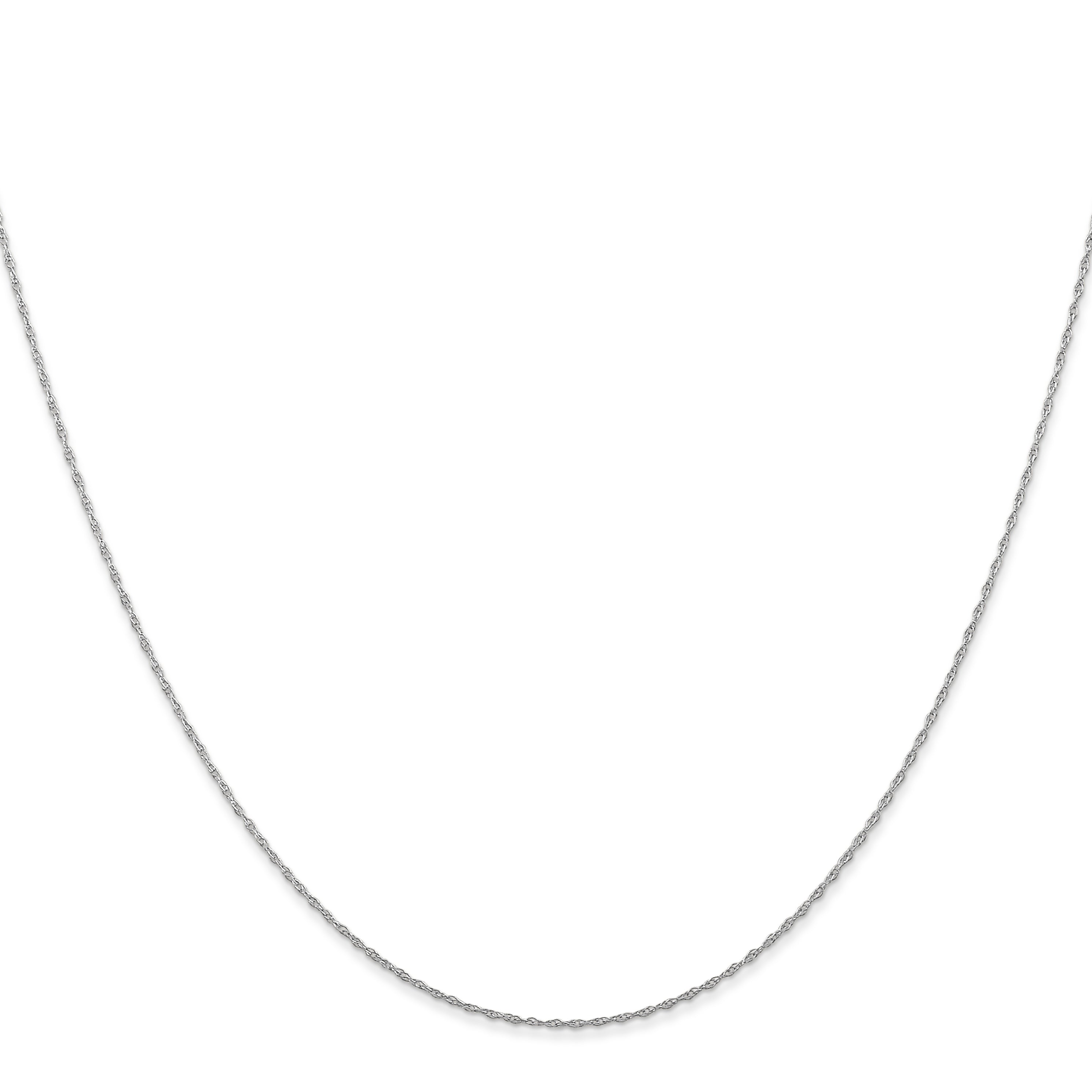 10K White Gold Polished Cable Rope Chain Necklace, Elegant 16-Inch