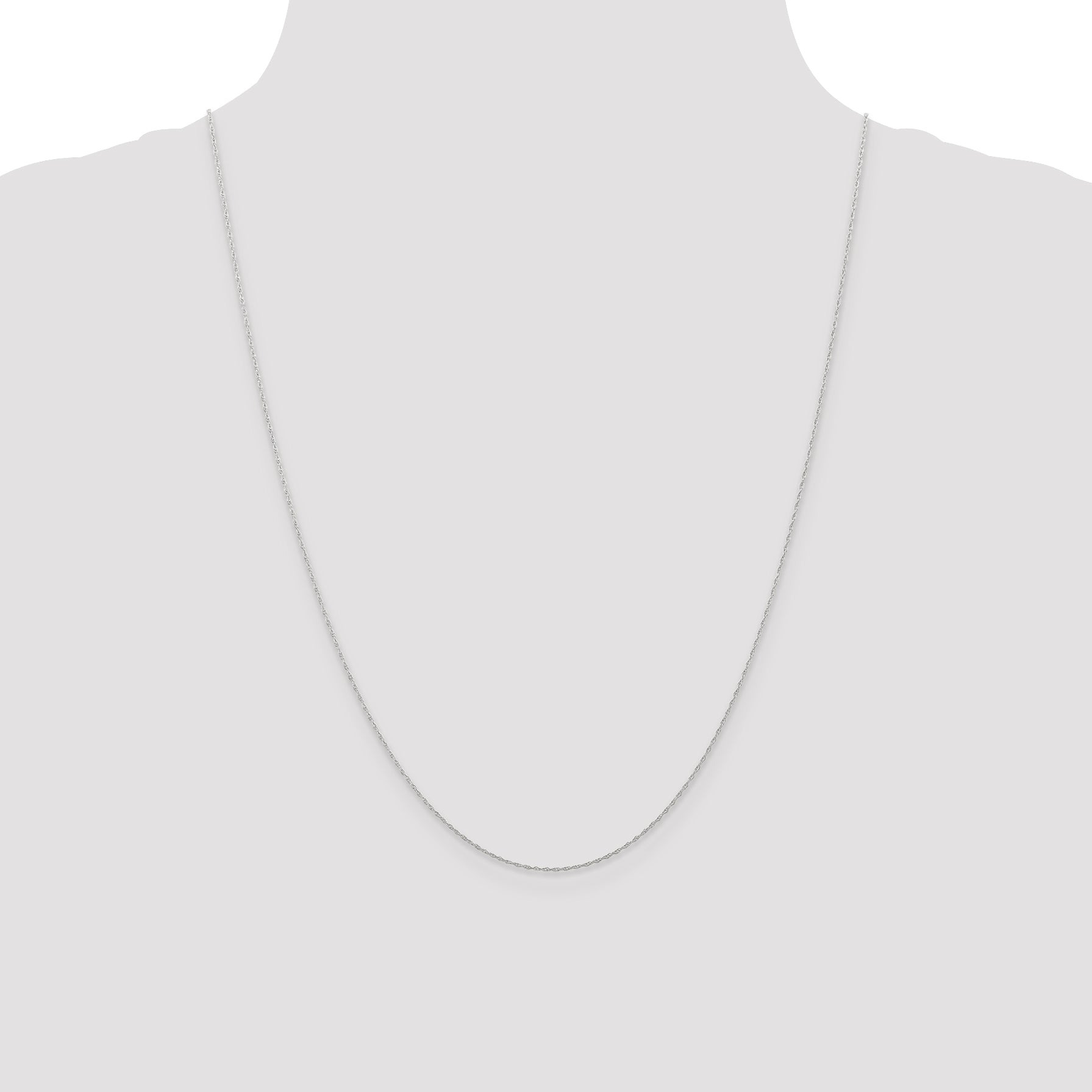 10K White Gold Polished Cable Rope Chain Necklace, Elegant 16-Inch