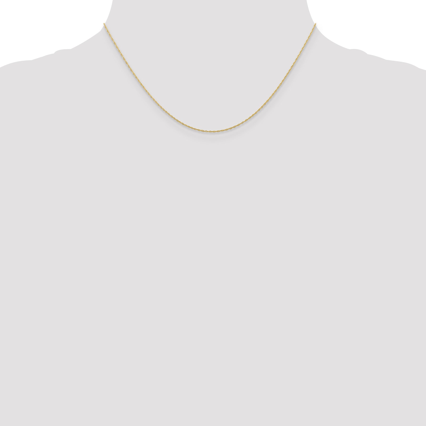 10K Gold Polished Cable Rope Chain Necklace Elegant 16 Inch