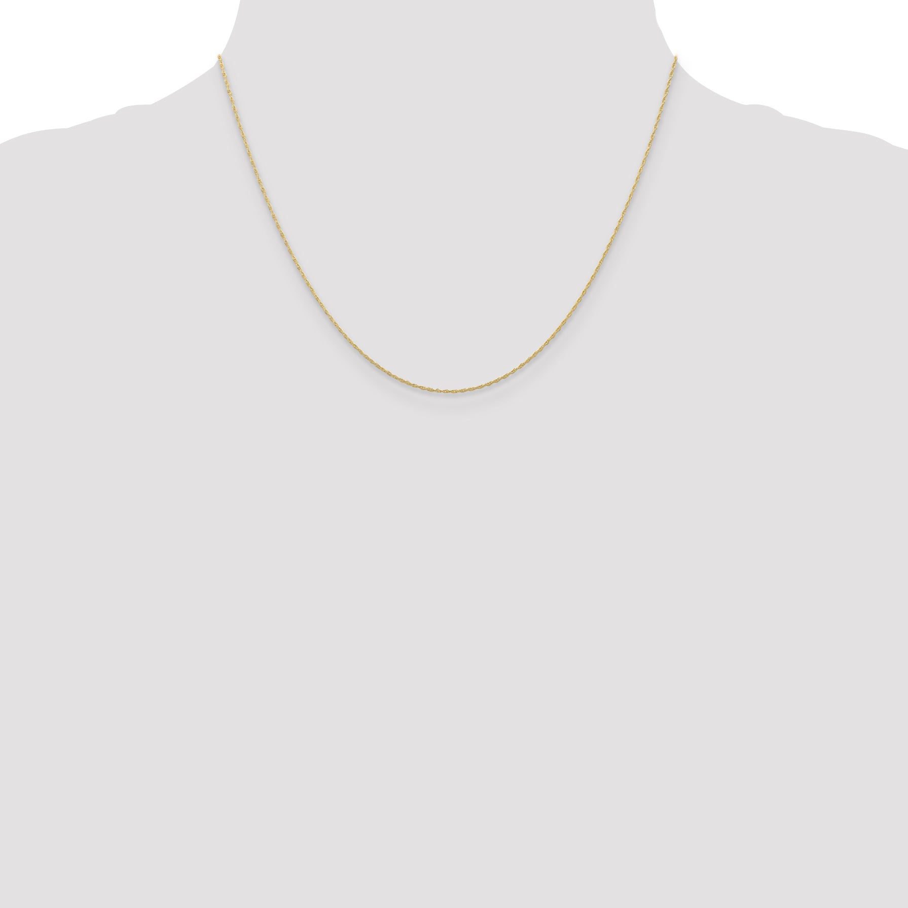 10K Gold Polished Cable Rope Chain Necklace Elegant 16 Inch