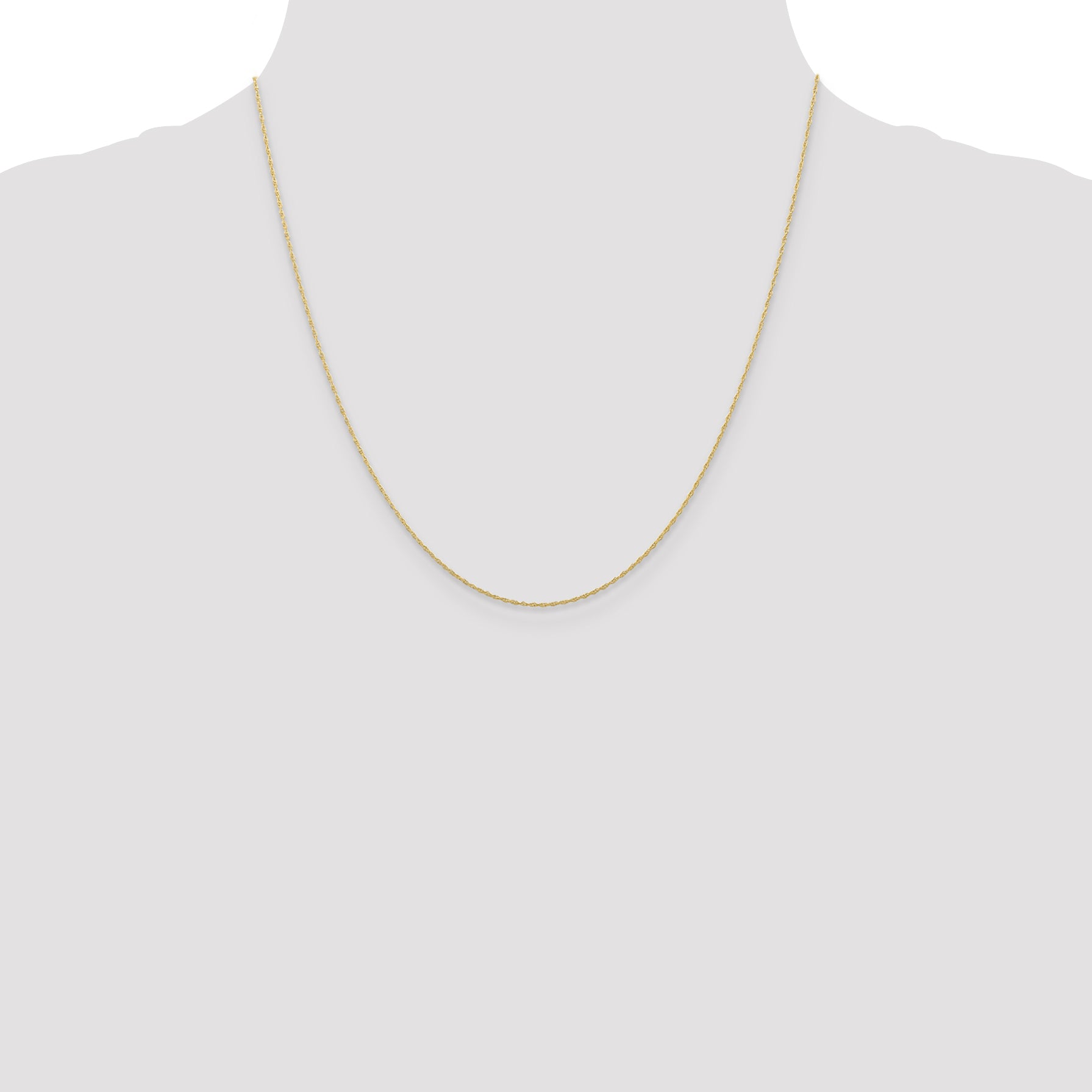 10K Gold Polished Cable Rope Chain Necklace Elegant 16 Inch