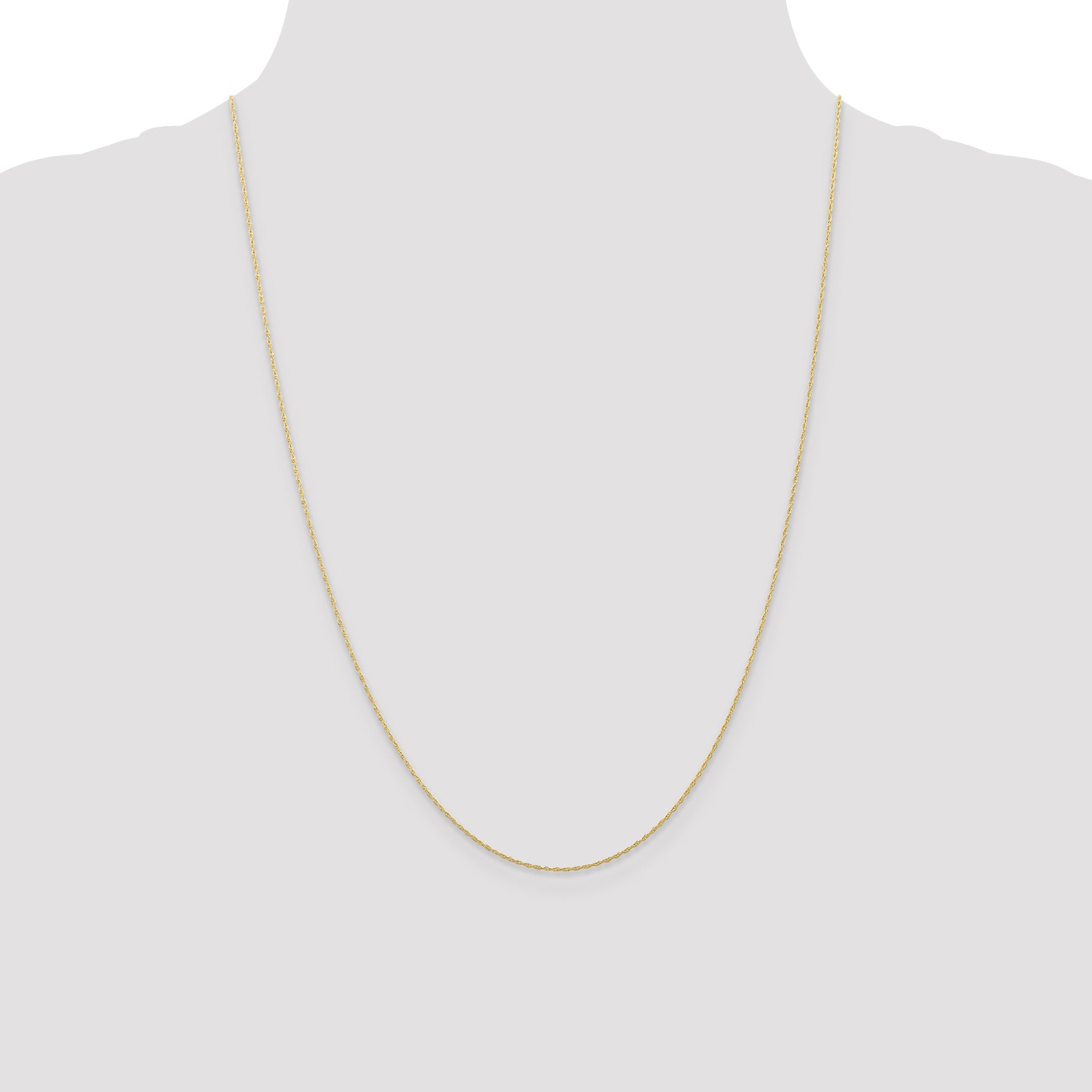 10K Gold Polished Cable Rope Chain Necklace Elegant 16 Inch