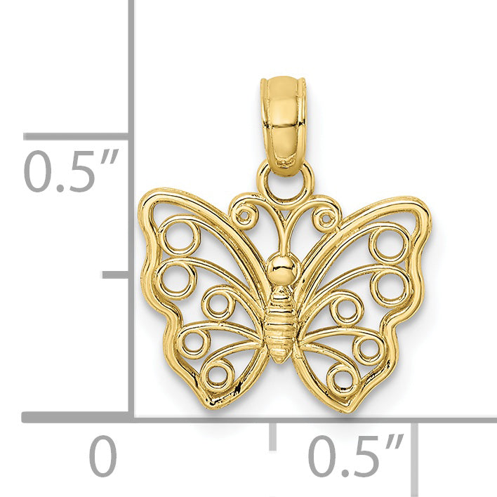 10K Cut-Out Small Butterfly Charm