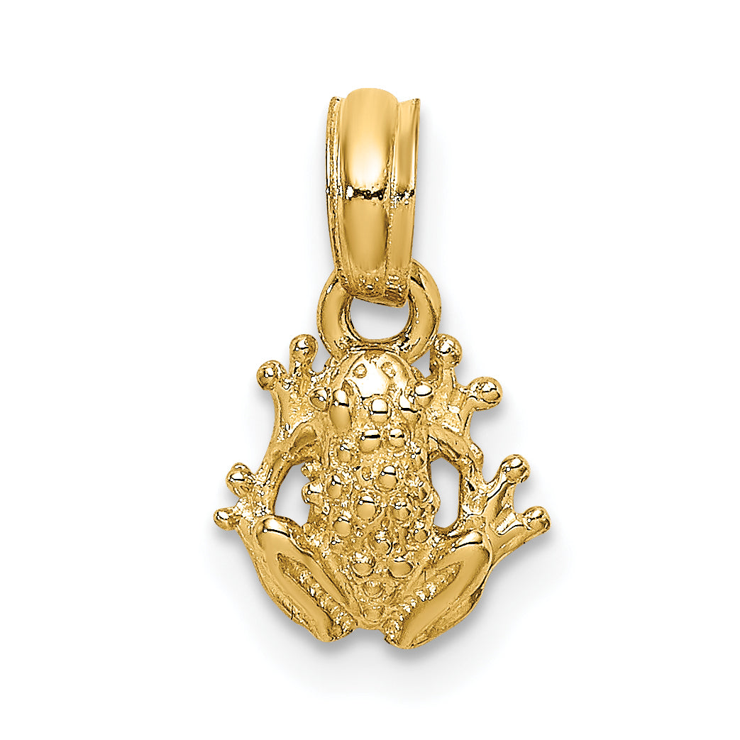 10K Textured Miniature Frog Charm