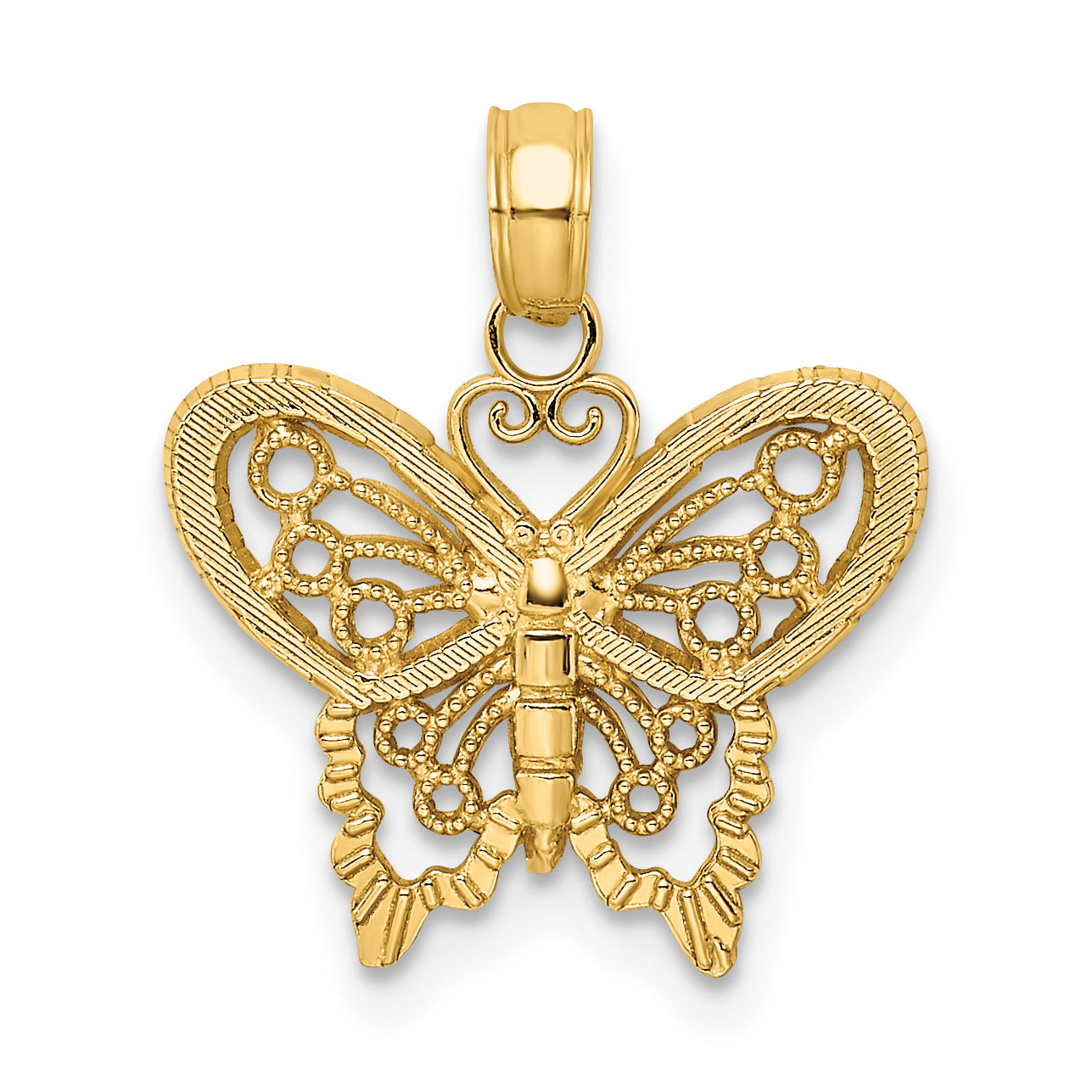 10k Diamond-cut Butterfly Charm