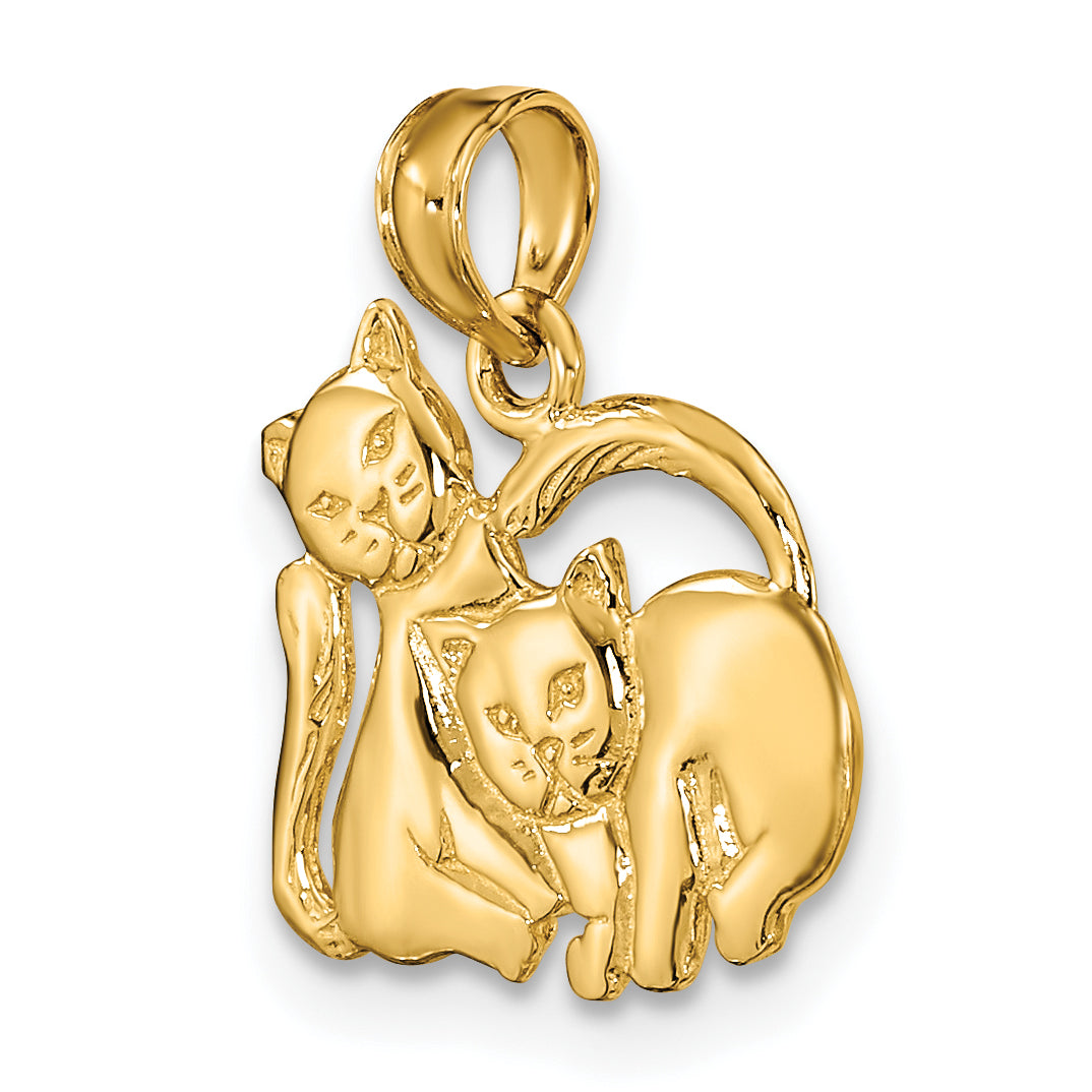 10K 3-D Polished Two Kittens Charm