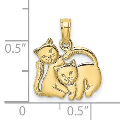 10K 3-D Polished Two Kittens Charm