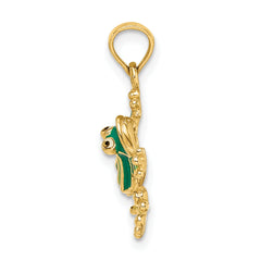 10k Green Enameled Small Frog Charm