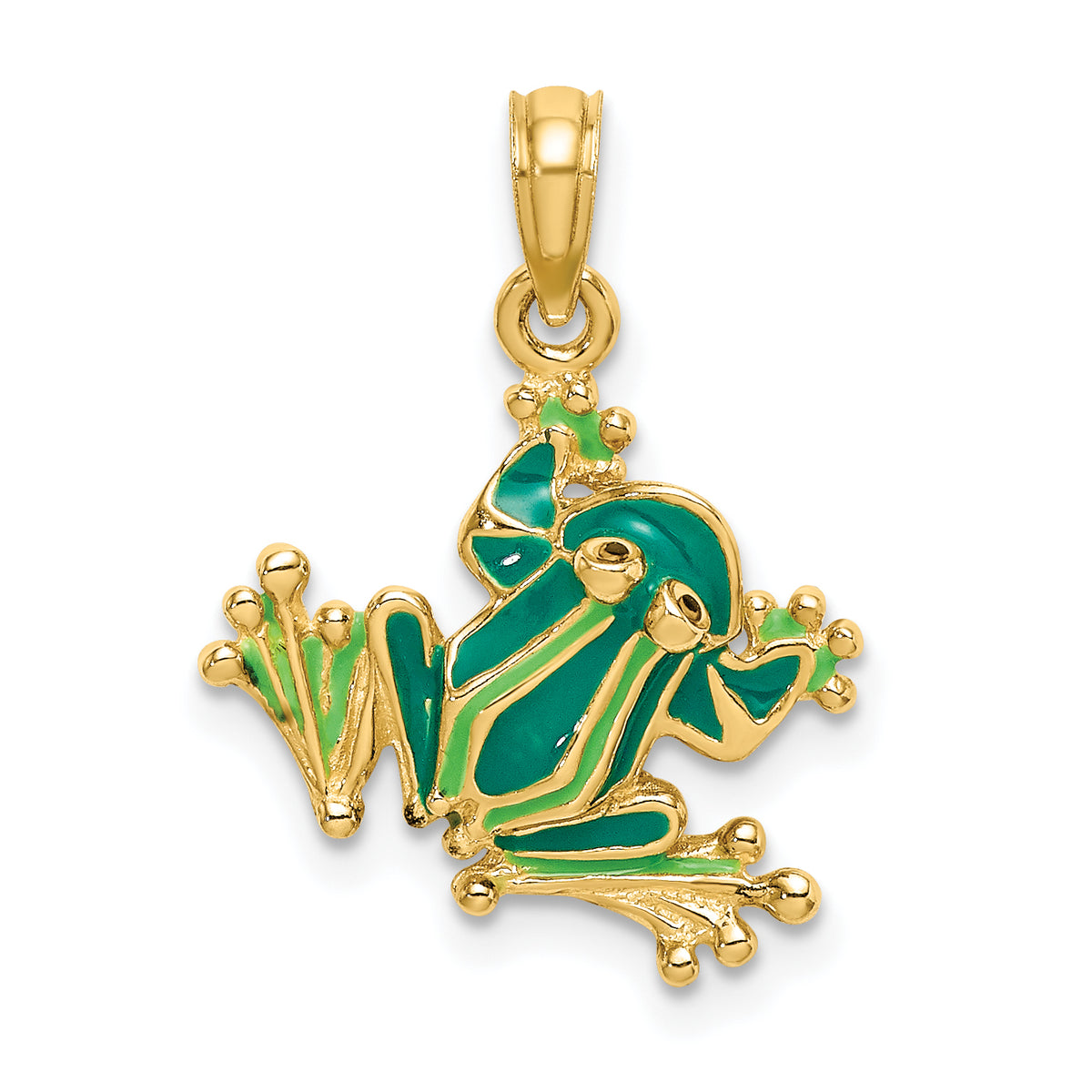 10k Green Enameled Small Frog Charm