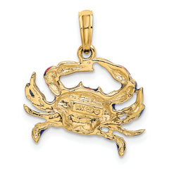 10K 2-D Blue Enamel Crab Charm