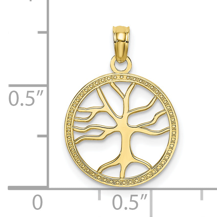 10K  Small Tree Of Life In Round Frame Charm